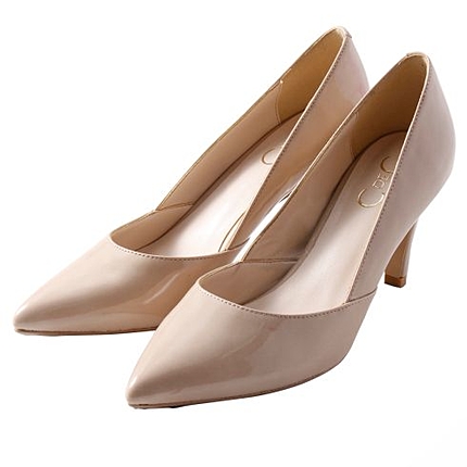 切り替えエナメルパンプス