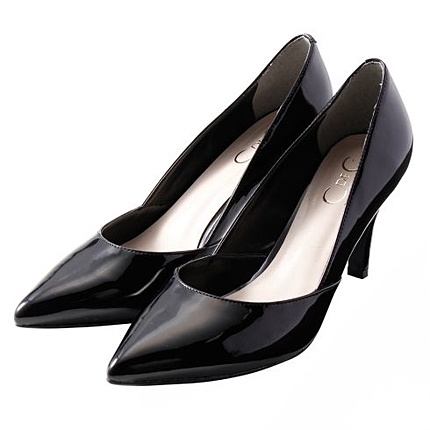 切り替えエナメルパンプス