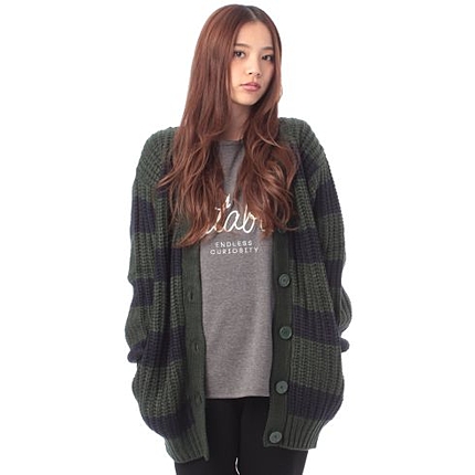 ワイドボーダーニットカーディガン