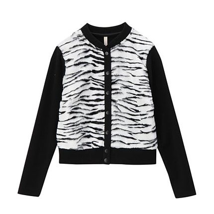 [L]アニマル柄プリント切り替えカーディガン