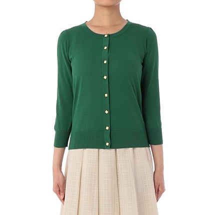 お花釦クルーネックカーディガン