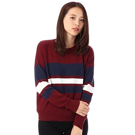 パネルボーダープルオーバーニット