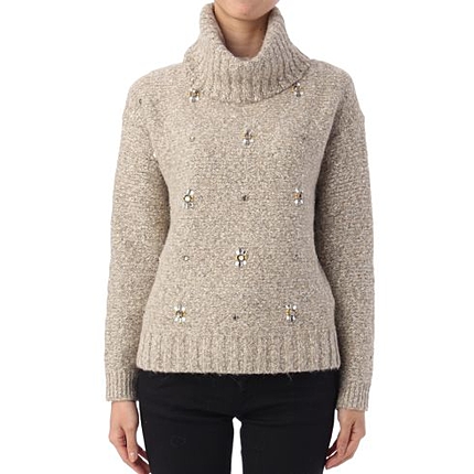 TORRAZZO DONNNA ビジュー付きタートルネックニット