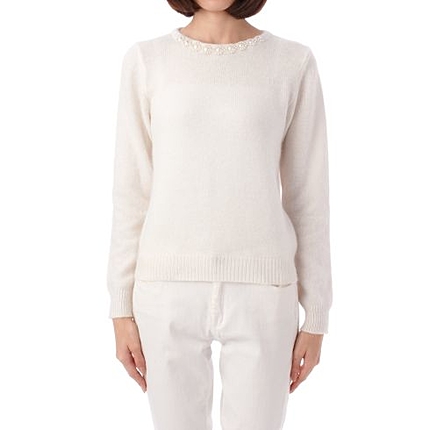 アンゴラ混パールビジューニット