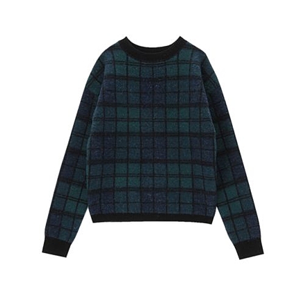 チェック柄ニットプルオーバー