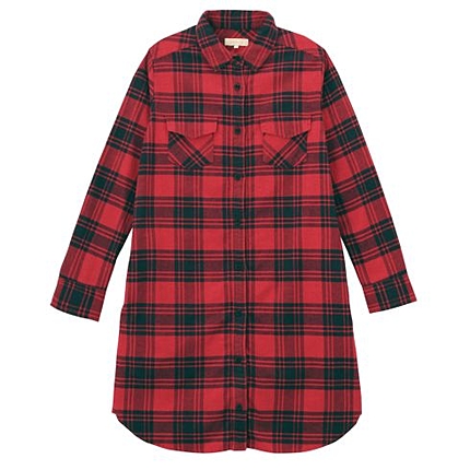 チェック柄コットンシャツワンピース