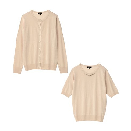 [L]ビジュー使いニットアンサンブル