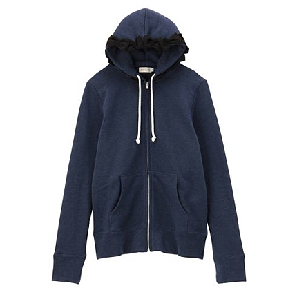 フードリボン付き裏毛パーカ