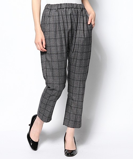 グレンチェックサルエルパンツ