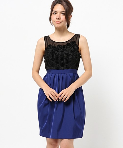 コサージュタックドレス