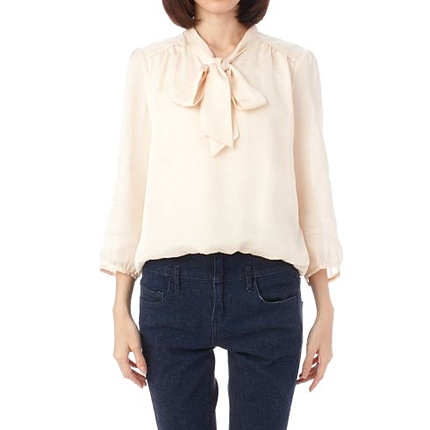 ボウタイドットシャツ