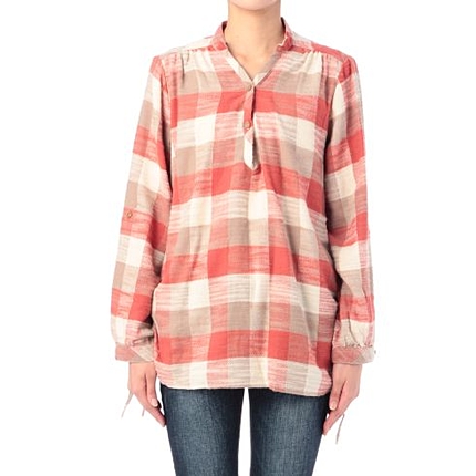 チェック織りスキッパーシャツ