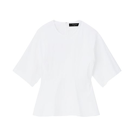 SACRA 5分袖ペプラムブラウス
