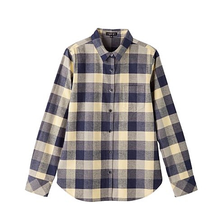 チェックプリント長袖ネルシャツ