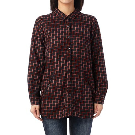 ジグザグチェック柄チュニックシャツ