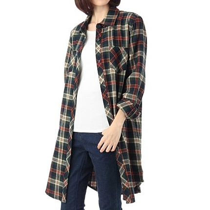 チェック柄ロングシャツ