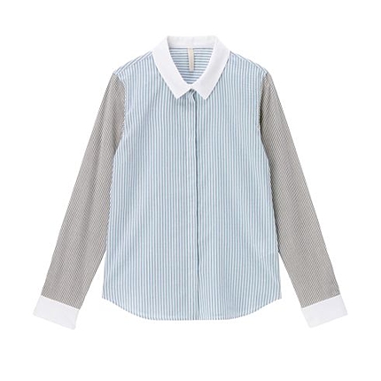 バイカラー切り替えストライプシャツ