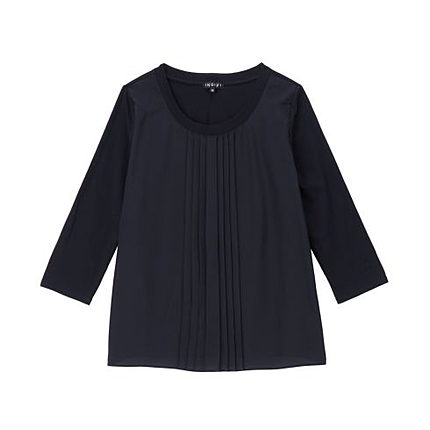 [L]リブ衿プリーツブラウス