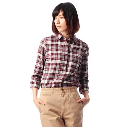 グレーTOPチェックシャツ