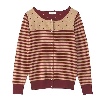 ドット切り替えボーダーカーディガン