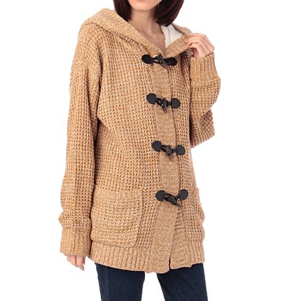 裏ボアニットダッフルカーディガン