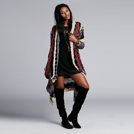 フォークロア風ミックスカーディガン