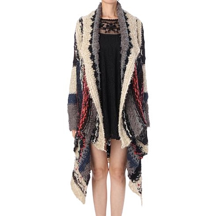 フォークロア風ミックスカーディガン