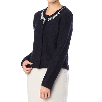 ビジューモヘヤ調カーディガン