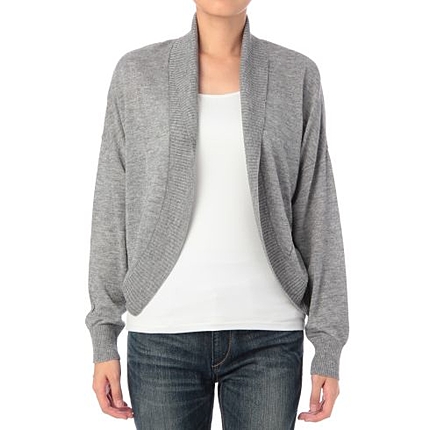 ショールカラーボレロ風ニットカーディガン