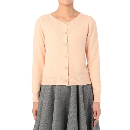 メタルボタンアンゴラ混ニットカーディガン