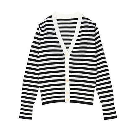 ボーダーVネックニットカーディガン