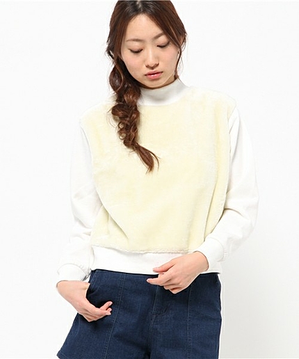 WEGO/ファー切替スウェット