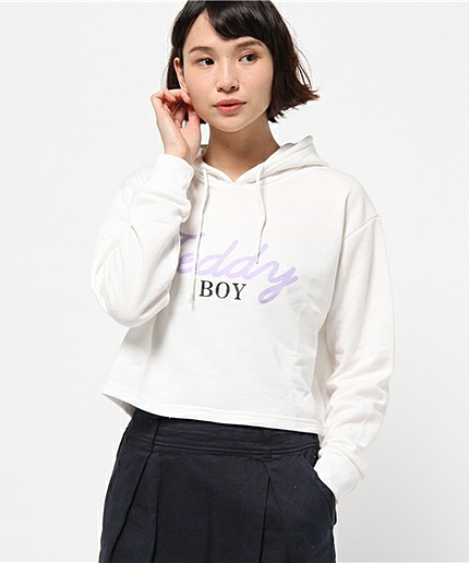 WEGO/ショート丈ロゴプリントパーカー