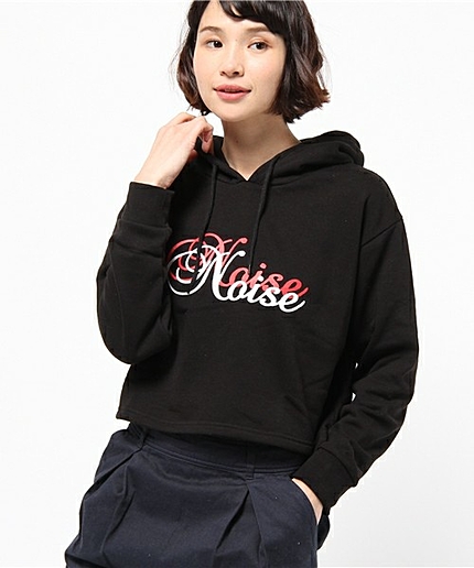 WEGO/ショート丈ロゴプリントパーカー