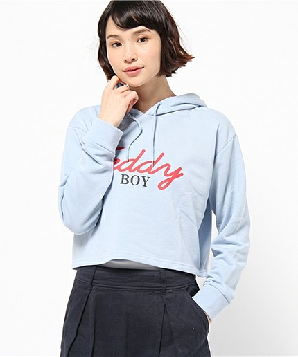 WEGO/ショート丈ロゴプリントパーカー