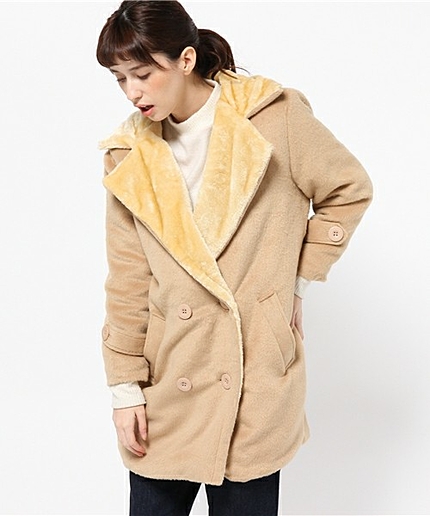 WEGO/ファーカラーチェスターコート