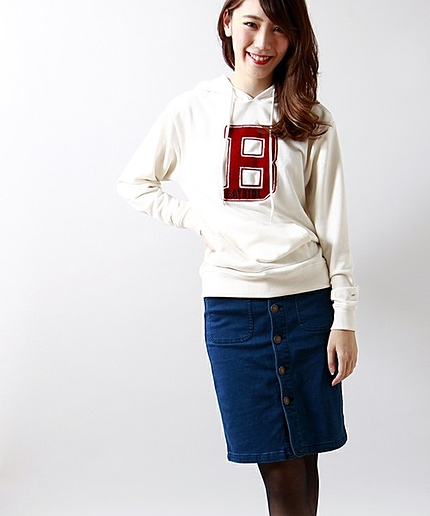 WEGO/パウダーデニム前ボタンスカート