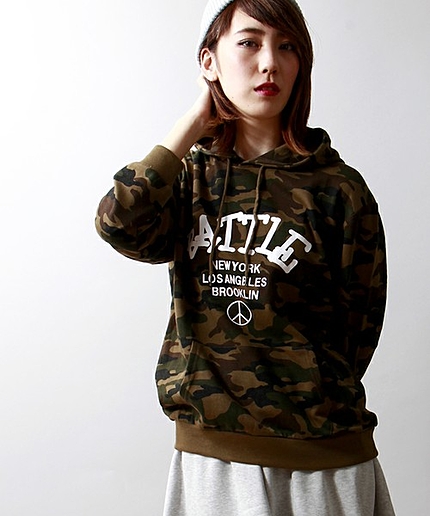 WEGO/迷彩ロゴパーカー