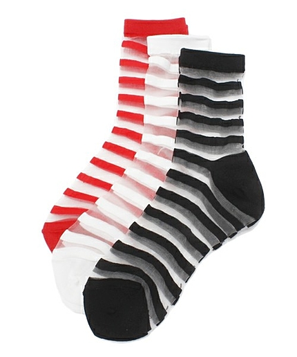 WEGO/3Pシースルーボーダーソックス