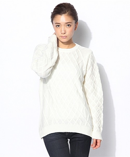 [GIORDANO]ケーブル編クルーネックﾆｯﾄ