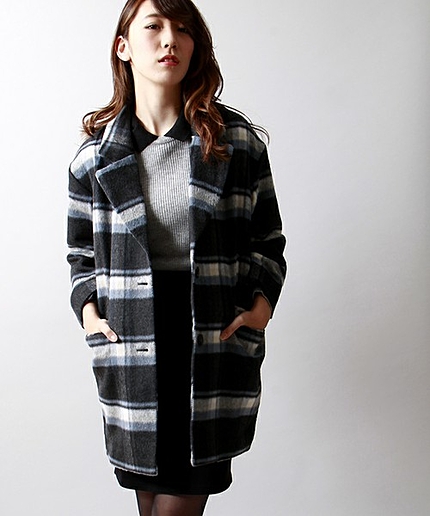 WEGO/シャギーチェックチェスターコート