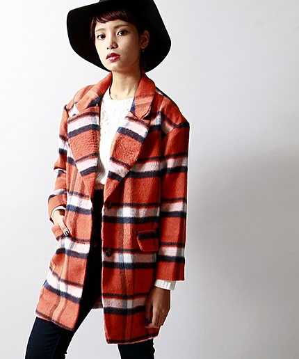 WEGO/シャギーチェックチェスターコート