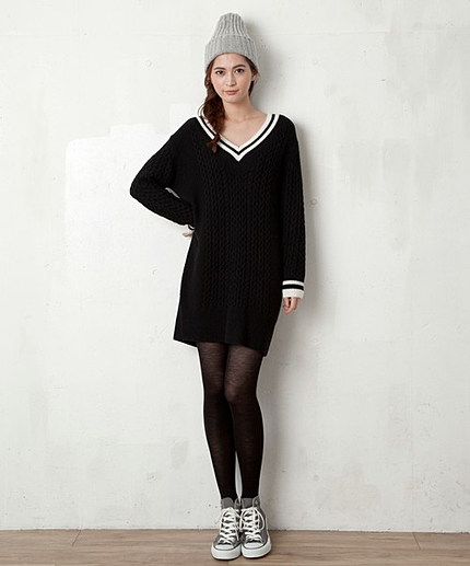 ロングチルデンニットワンピース