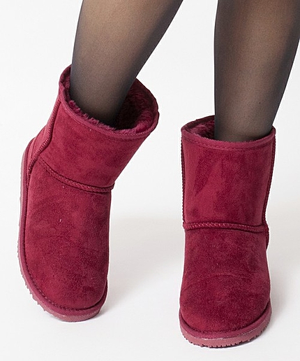 WEGO/フェイクムートンインヒールブーツ