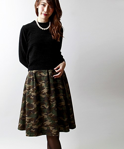 WEGO/迷彩ミモレスカート