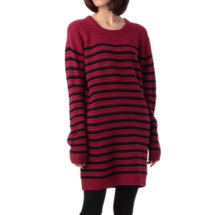 リップル編みボーダーニットワンピース