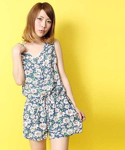 WEGO/レーヨンプリントロンパース