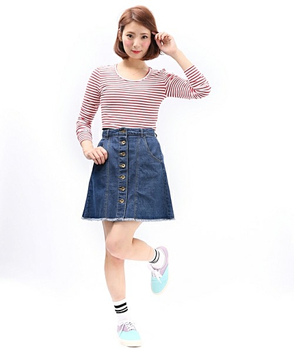 WEGO/デニムAラインスカート