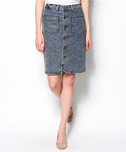 WEGO/デニム前ボタンタイトスカート