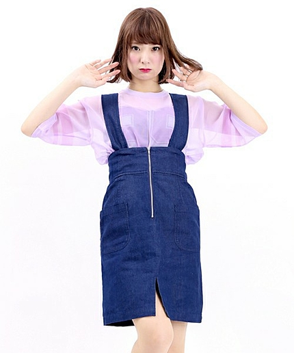 WEGO/サスペンダー付デニムペンシルスカート